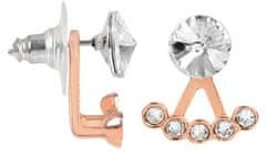 Levien Uhani Set uhane manšeta 4 v 1 Rose Gold kristalno bela