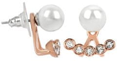 Levien Uhani Set uhane manšeta 4 v 1 Rose Gold kristalno bela