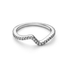 Pandora Valovit srebrn prstan s cirkoni 192539C01 (Obseg 58 mm)