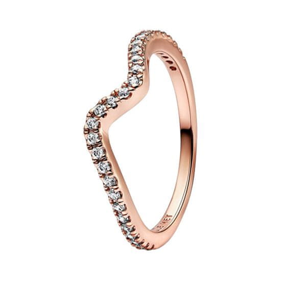 Pandora Valovit bronast prstan s cirkoni Rose 182539C01