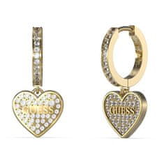Guess Bleščeči pozlačeni uhani Huggie Me JUBE03136JWYGT/U