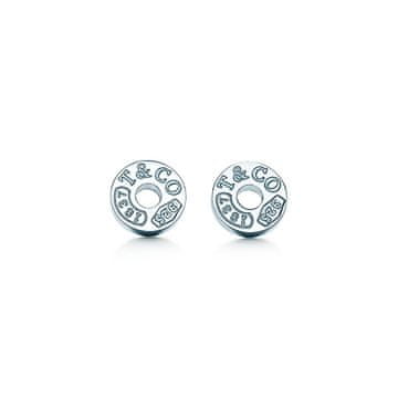 Tiffany & Co Luksuzni srebrni okrogli uhani 19710424 + originalna embalaža