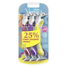 Gillette Venus 3 Plus rumene že pripravljene britvice 6 kosov