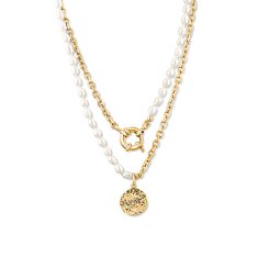 JwL Luxury Pearls Elegantna pozlačena ogrlica s pravimi rečnimi biseri JL0798