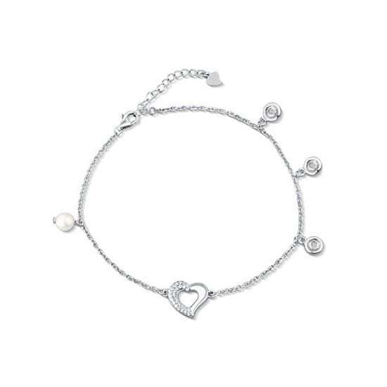 JwL Luxury Pearls Nežna verižica za noge s srčkom in biserom JL0806