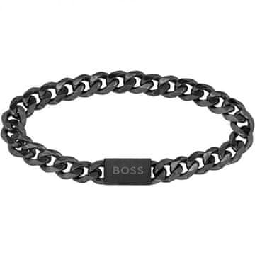 Hugo Boss Elegantna črna zapestnica za moške Chain Link 1580145