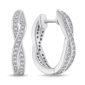 Brilio Silver Bleščeči srebrni obročasti uhani s cirkoni EA742W