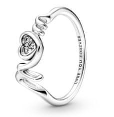 Pandora Očarljiv srebrn prstan za mamo 191149C01 (Obseg 54 mm)