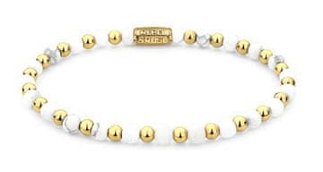 Rebel & Rose Zapestnica iz deviškega belega zlata s perlami RR-40113-G