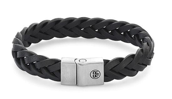 Rebel & Rose Črna usnjena zapestnica Braided Black Matt RR-M0025-S