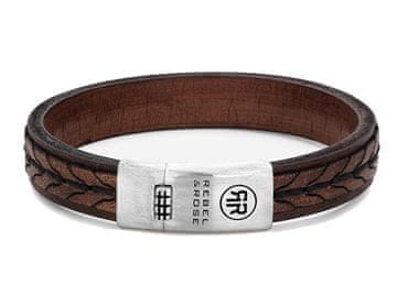 Rebel & Rose Moška usnjena zapestnica Stranded Cognac RR-L0079-S