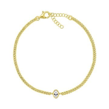 Brilio Silver Fino pozlačena zapestnica z ovalnim cirkonom BRC113Y