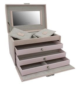 Friedrich Lederwaren Ekskluzivna starinska roza škatla za nakit s krokodiljim vzorcem Caiman 20135-4