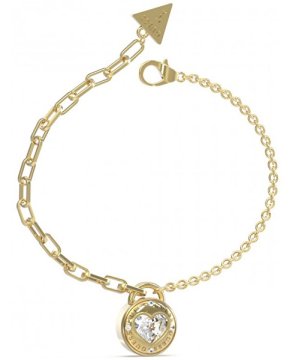 Guess Romantična pozlačena zapestnica Rolling Hearts JUBB03353JWYG