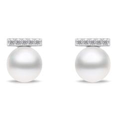 Brilio Silver Eleganten srebrn komplet nakita z biseri SET249W (uhani, ogrlica)