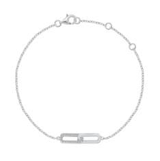 Brilio Silver Minimalistična srebrna zapestnica s cirkoni BRC132W