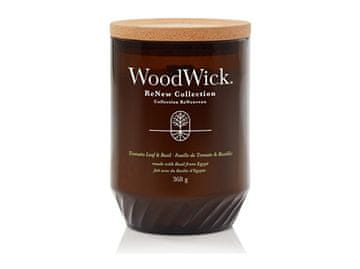 Woodwick Dišeča sveča ReNew velik kozarec Tomato Leaf & Basil 368 g