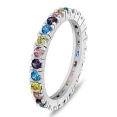 Brilio Silver Igriv srebrn prstan z barvnimi cirkoni RI116WRBW (Obseg 54 mm)