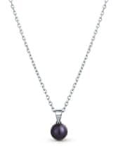 JwL Luxury Pearls Fina srebrna ogrlica s pravimi črnimi biseri JL0836 (verižica, obesek)