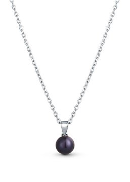 JwL Luxury Pearls Fina srebrna ogrlica s pravimi črnimi biseri JL0836 (verižica, obesek)