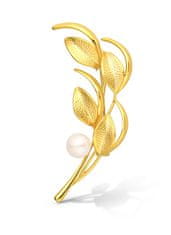 JwL Luxury Pearls Spodobna pozlačena broška 2v1 s pravimi biseri JL0843