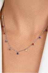 Brilio Silver Srebrna ogrlica z barvnimi cirkoni NCL137W