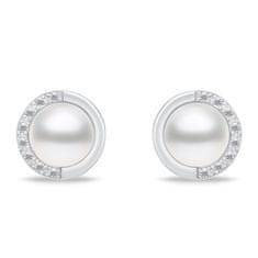 Brilio Silver Eleganten komplet nakita s pravimi biseri SET251W (uhani, ogrlica)