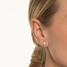 Brilio Nežni uhani iz belega zlata s pravimi biseri in cirkoni 14/820.481/17ZIR