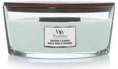 Woodwick Dišeča sveča čoln Sagewood & Seagrass 453,6 g