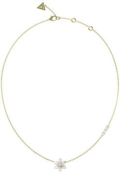 Guess Čudovita pozlačena zapestnica z belim lotosovim cvetom JUBN04136JWYGWHT/U