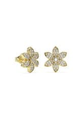 Guess Pozlačeni uhani s cirkoni White Lotus JUBE04145JWYGT/U