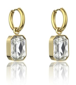 Marc Malone Pozlačeni uhani s prozornimi kamni Royalty White Earrings MCE23153G