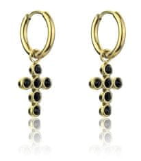Marc Malone Pozlačeni križni uhani Avianna Black Earrings MCE23120G