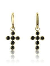 Marc Malone Pozlačeni križni uhani Avianna Black Earrings MCE23120G