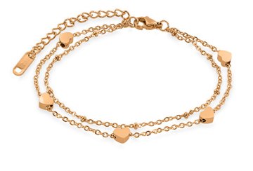 Troli Bronasta dvojna zapestnica s srčki Heart Rose Gold