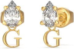 Guess Elegantni viseči uhani za zabave s pozlačenimi čepki JUBE02151JWYGT/U
