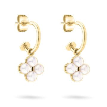 Tamaris Elegantni pozlačeni okrogli uhani 2v1 Flower Pearl TJ-0521-E-23