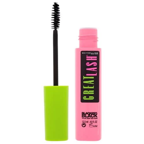 Maybelline Negovalna in zgostitvena maskara Great Lash Blackest Black 12,5 ml
