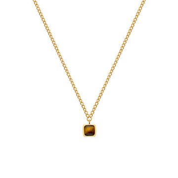 Hot Diamonds Fina pozlačena diamantna ogrlica tigrovo oko DN199 z dragimi kamni