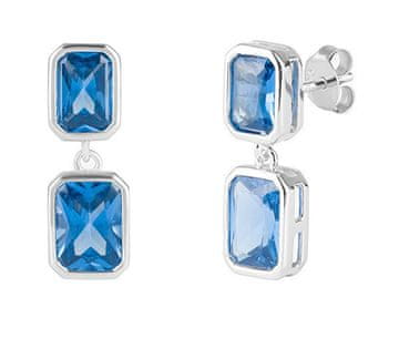 Preciosa Srebrni uhani z modrim kubičnim cirkonijem Blueberry Candy 5405 68