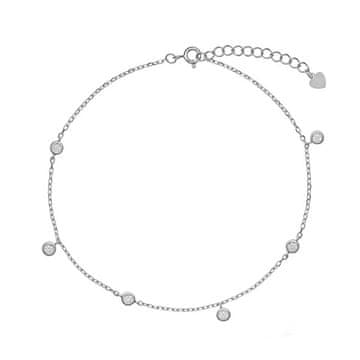 Čudovita srebrna zapestnica za noge s cirkoni AJNH0005