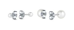 Vuch Komplet uhanov Kruwen Silver Steel Pearl (2 para uhanov)