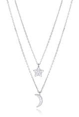 Viceroy Dvojna srebrna ogrlica Star and Moon Trend 13203C000-30