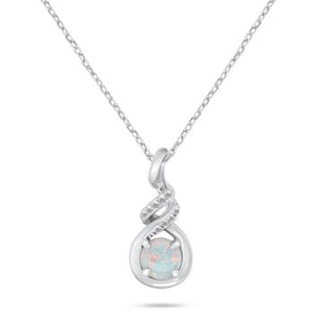 Brilio Silver Srebrna ogrlica s sintetičnim opalom NCL155W