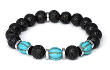 Zapestnica iz lava kamna, hematita in turkiznih perl MINK163/20
