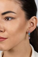 Brilio Silver Pozlačeni uhani z barvnimi cirkoni Flowers EA1033YRBW