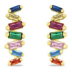 Brilio Silver Pozlačeni uhani z barvnimi cirkoni EA1036YRBW