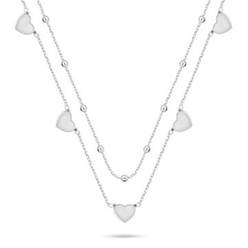 Brilio Silver Srebrna ogrlica z dvojnim srcem NCL156W