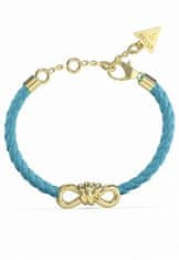 Guess Elegantna turkizna usnjena zapestnica s pentljo JUBB04003JWYGTQT/U