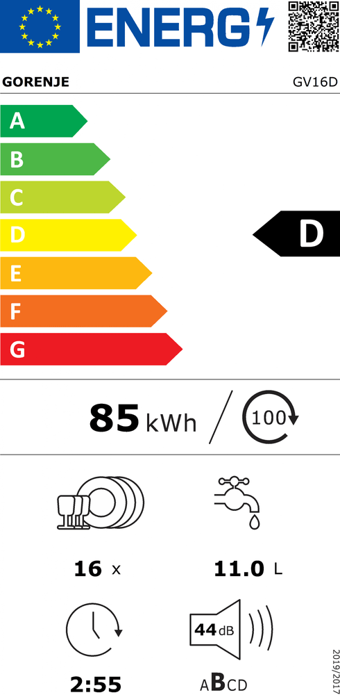Gorenje GV16D vgradni pomivalni stroj
